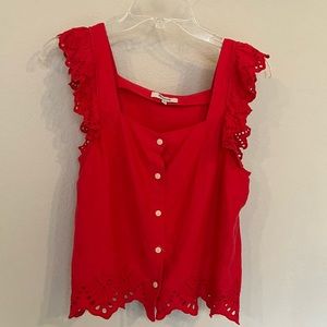 Madewell Eyelet Ruffle-Strap blouse